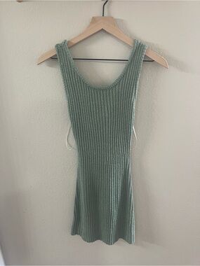 Sleeveless Ribbed Knit Dress in Sage Green
